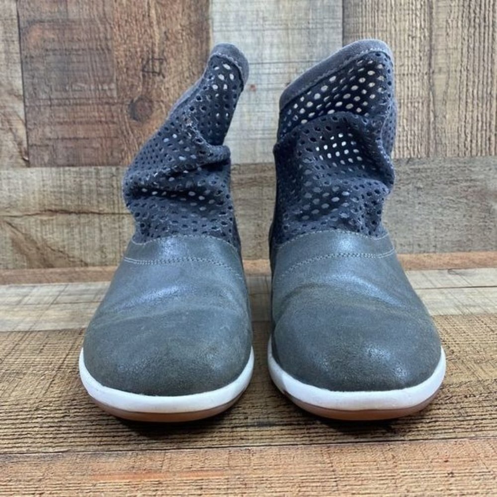 Emu Australia Gray Leather Suede Perforated Numeralla Ankle Boots‎ Womens 8.5 - Picture 2 of 13